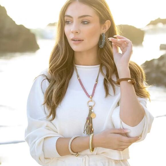 New Plunder "Maia" Blush Pink Tassel Necklace (28"-31") - Picture 3 of 4